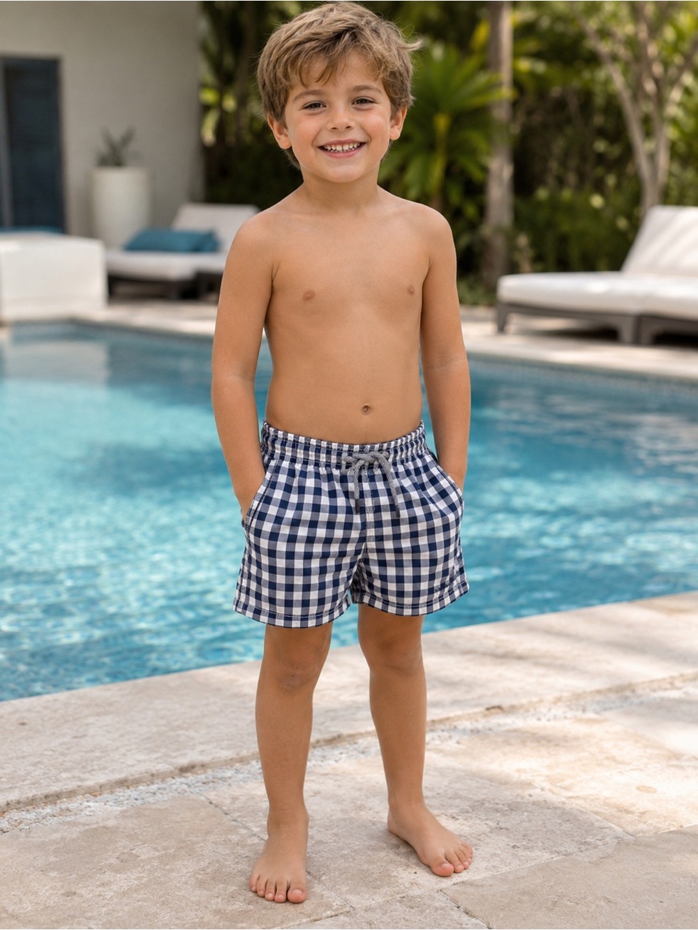 Vilebrequin Swimwear Vilebrequin‎ 5T (no tag size) blue and white checkered